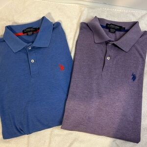 2 U.S. POLO ASSN. Blue/Pur Polo Shirt College school Men’s Size Large